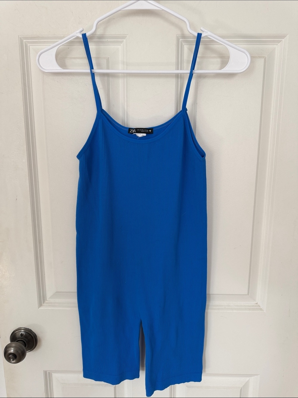 Zara ribbed stretchy unitard playsuit size medium/large blue